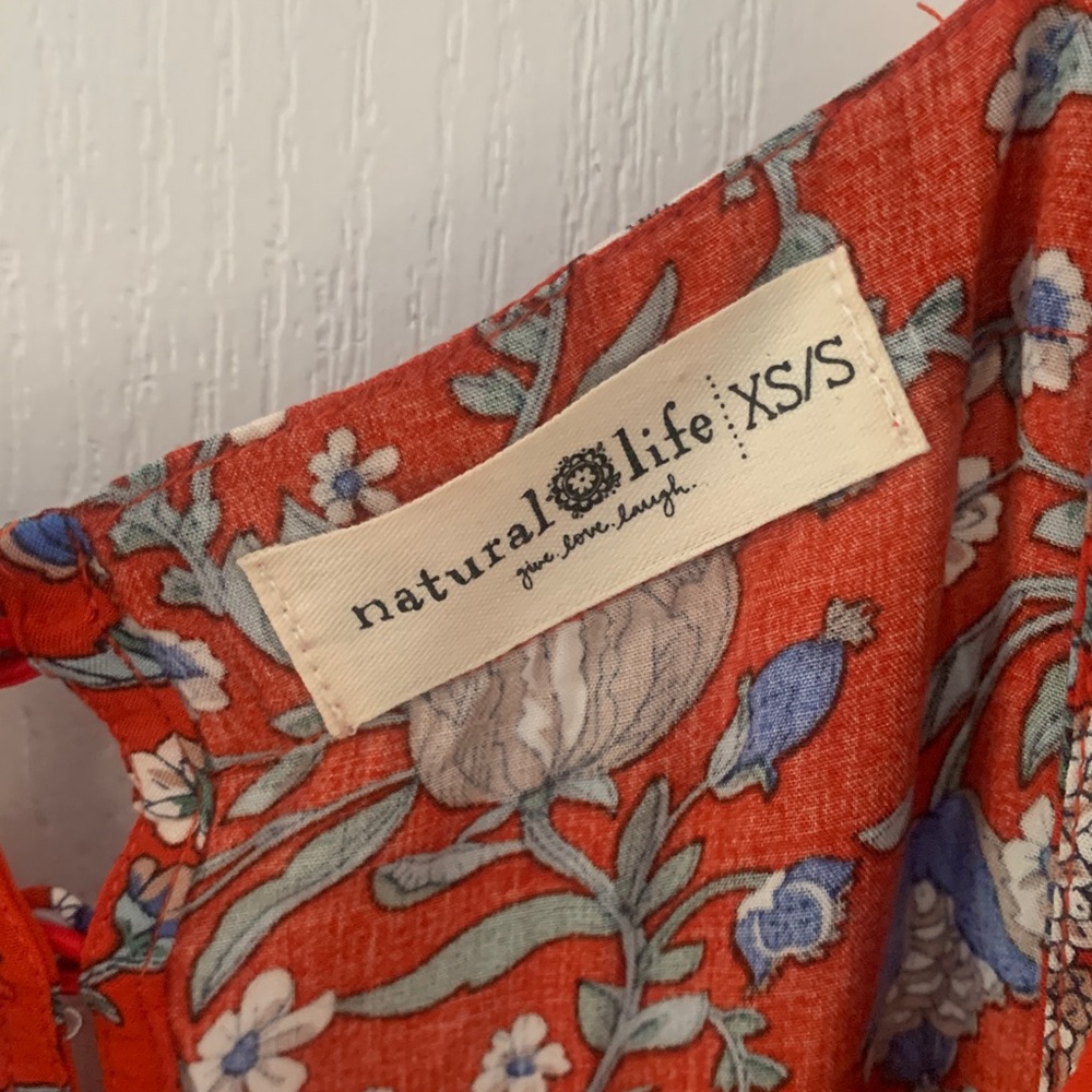 Natural‎ Life Patti Maxi, side slit floral Red Boho strap cottagecore size XS/S - Picture 5 of 12